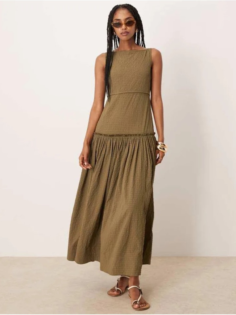 NWT Asos Curve Sleeveless Olive Maxi Dress size 22